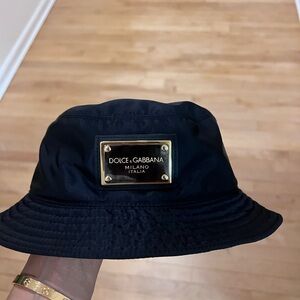 Dolce & Gabbana Black and Gold Logo Bucket Hat